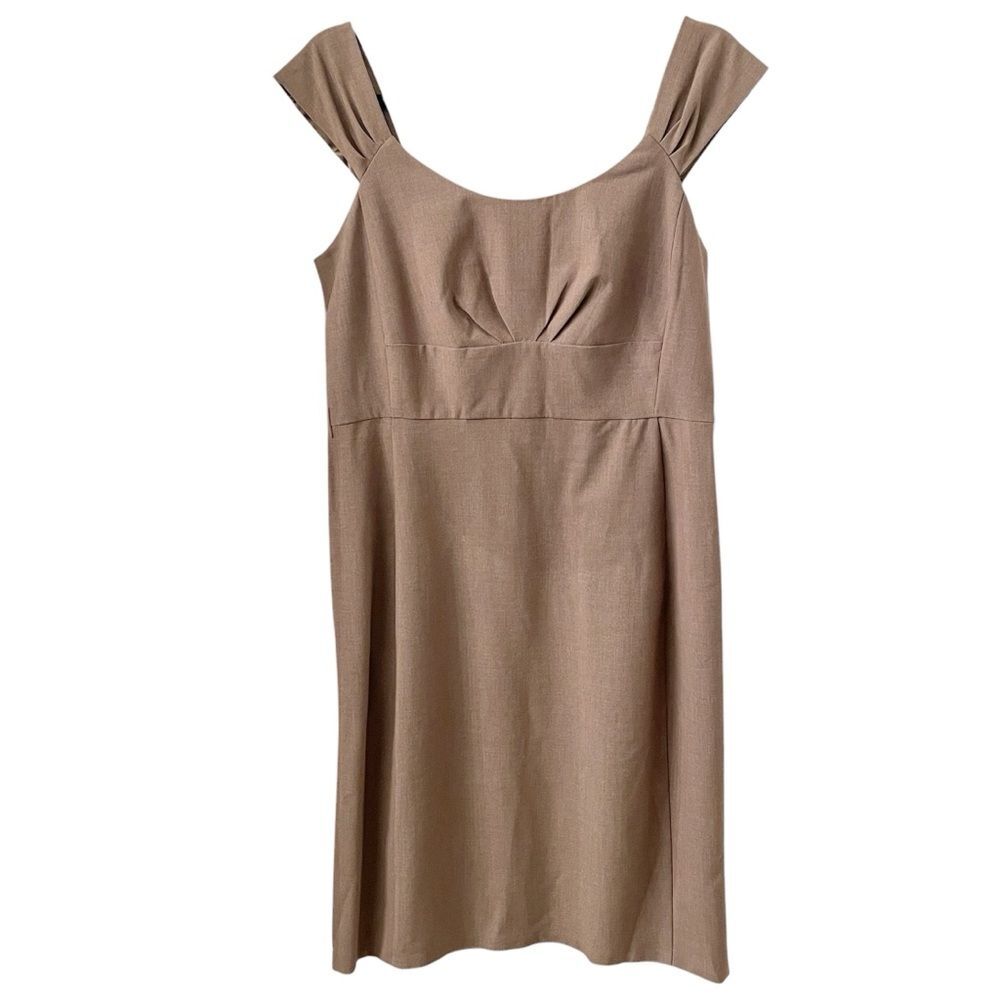 NEW YORK & COMPANY Taupe Sheath Dress Stretch Knee Length Size 10